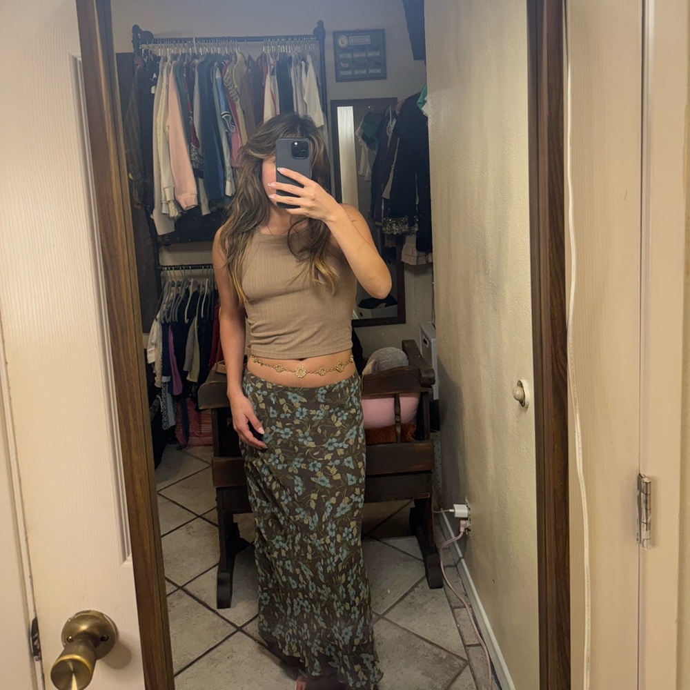 Charter Club Brown and Blue Floral Skirt